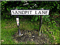 TM4489 : Sandpit Lane sign by Geographer
