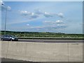 Concrete central crash barrier on M1