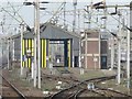 Railway lines and gantries west of Colchester station