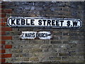 TQ2671 : Old enamel fingerpost on Keble Street, Earlsfield by David Howard