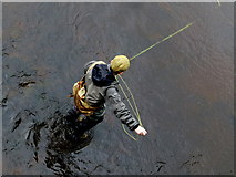 H4869 : Angler on the Camowen River by Kenneth  Allen