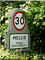 Mellis Village Name sign on Mellis Road