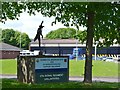 Entrance sign and sculpture, Army HQ and TA Centre, Winyates Way, Moons Moat, Redditch 