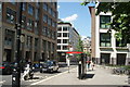 View up Newgate Street from outside Christ Church Greyfriars