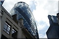 Looking up at the Gherkin from St. Mary Axe