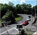 Queueing cars at a level crossing, Pontyclun