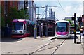 Midland Metro trams nos. 09 & 20 at St. Georges, Bilston Street, Wolverhampton