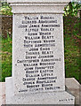 Names on the war memorial at The Knowe Church