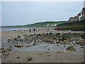 Beach and sea wall, Sandsend Bridge