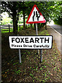 Foxearth Village Name sign on the B1064 The Street