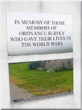 SU3715 : Plaque on war memorial at Ordnance Survey Head Office by Shazz
