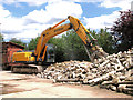 Concrete segments waiting to be crushed for aggregate