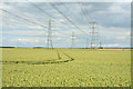 SE8518 : Power lines crossing farmland near Garthorpe by Trevor Littlewood