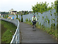 Cyclist and pedestrians on the Itchen Riverside Boardwalk