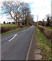 White arrow on the A46 near Painswick