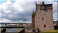 Broughty castle with the town behind