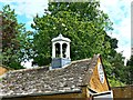 SP3745 : Clock, weathervane and bell, Upton House garden shop, near Banbury by Brian Robert Marshall