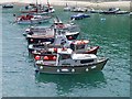 Boats in the harbour at Newquay Cornwall