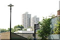 View of Regina and Columbia Points, Canada Water from the Thames Path