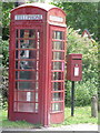 Brockenhurst: postbox № SO42 157 and phone, Meerut Road