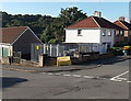 Grit box and electricity substation on a corner in Graig Park, Newport