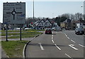 Destinations sign on the approach to a roundabout in the south of Bridgend