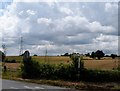 Crossroads and pylons near Glade Farm