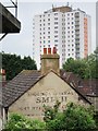 Ghost sign and tower block