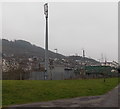 Communication mast at the edge of Mountain Ash railway station 