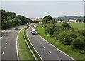 The A617 with Manor Farm to the right