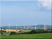 NZ0254 : Wind turbines viewed from Barley Hill by Pauline E