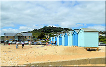 SY3693 : Beach Huts, Charmouth by Philip Pankhurst