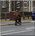 Big man on small bike, Wakefield Road, Ackworth