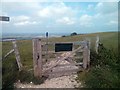 TQ4605 : Gate from Firle Bostal car park to South Downs Way by PAUL FARMER