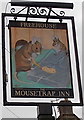 Anthropomorphic name sign, The Mousetrap Inn, Bourton-on-the-Water