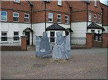J3275 : Millgirl statues on the corner of Snugville Street and Crumlin Road by Eric Jones