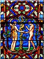 SK9771 : Adam and Eve, Lincoln Cathedral Great East Window by David Dixon