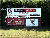 TL0652 : Bedford Athletic Rugby Club sign by Geographer