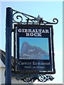 NZ3769 : Sign for The Gibraltar Rock, East Street, NE30 by Mike Quinn
