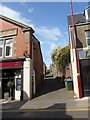 Looking from West High Street into Academy Road