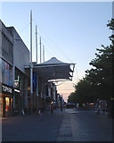 SU4111 : Southampton at dusk – canopy at WestQuay shopping centre entrance, Above Bar Street by Robin Stott