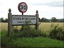 TL9936 : Stoke By Nayland Village Name sign by Geographer