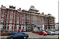 Scaffolding clad Imperial Hotel