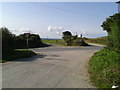 Road junction and wind turbine