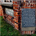 SJ8481 : Fustian-cutting plaque outside Aus-Bore House in Wilmslow by Jaggery
