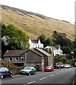 Houses and a hillside above Tylagwyn