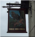 Sign for the Eagle and Child pub, Rainford