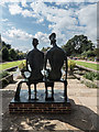 TQ0658 : Statues by Ornamental Lake, Royal Horticultural Society Garden, Wisley, Surrey by Christine Matthews