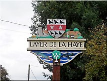 TL9620 : Layer de la Haye, village sign (detail) by Bikeboy