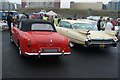 View of an Alvis TF-21 and Cadillac Sixty Special 5th Generation in the Classic Car Boot Sale